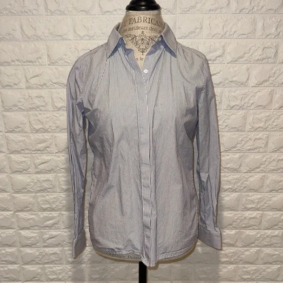 Calvin Klein Women’s Classic Blue and White Striped Shirt - Picture 3 of 8